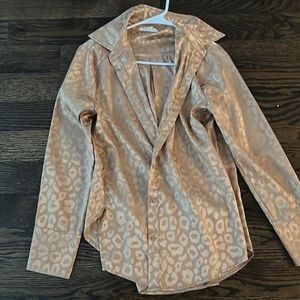12th Tribe Gold Leopard Print Blouse